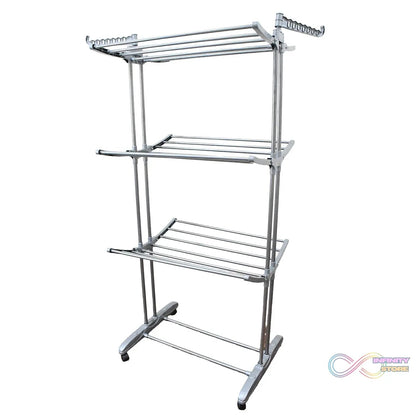 Premium Heavy Duty Stainless Steel 3 Layer Foldable Cloth Drying Stand (1 Set / With Color Box) - infinityexculsivestore.com