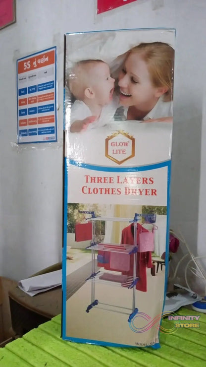 Premium Heavy Duty Stainless Steel 3 Layer Foldable Cloth Drying Stand (1 Set / With Color Box) - infinityexculsivestore.com
