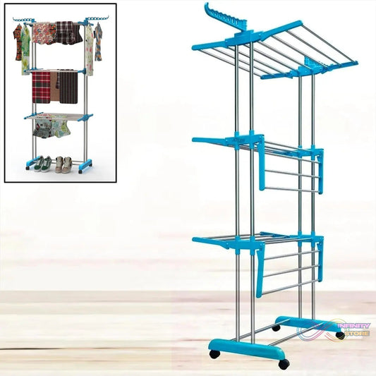 Premium Heavy Duty Stainless Steel 3 Layer Foldable Cloth Drying Stand (1 Set / With Colour Box) - infinityexculsivestore.com