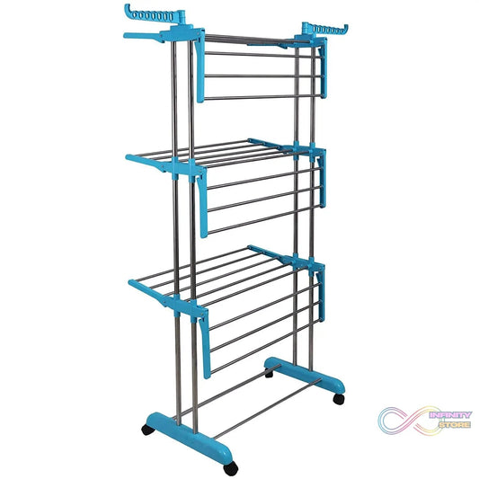 Premium Heavy Duty Stainless Steel 3 Layer Foldable Cloth Drying Stand (1 Set / With Colour Box) - infinityexculsivestore.com