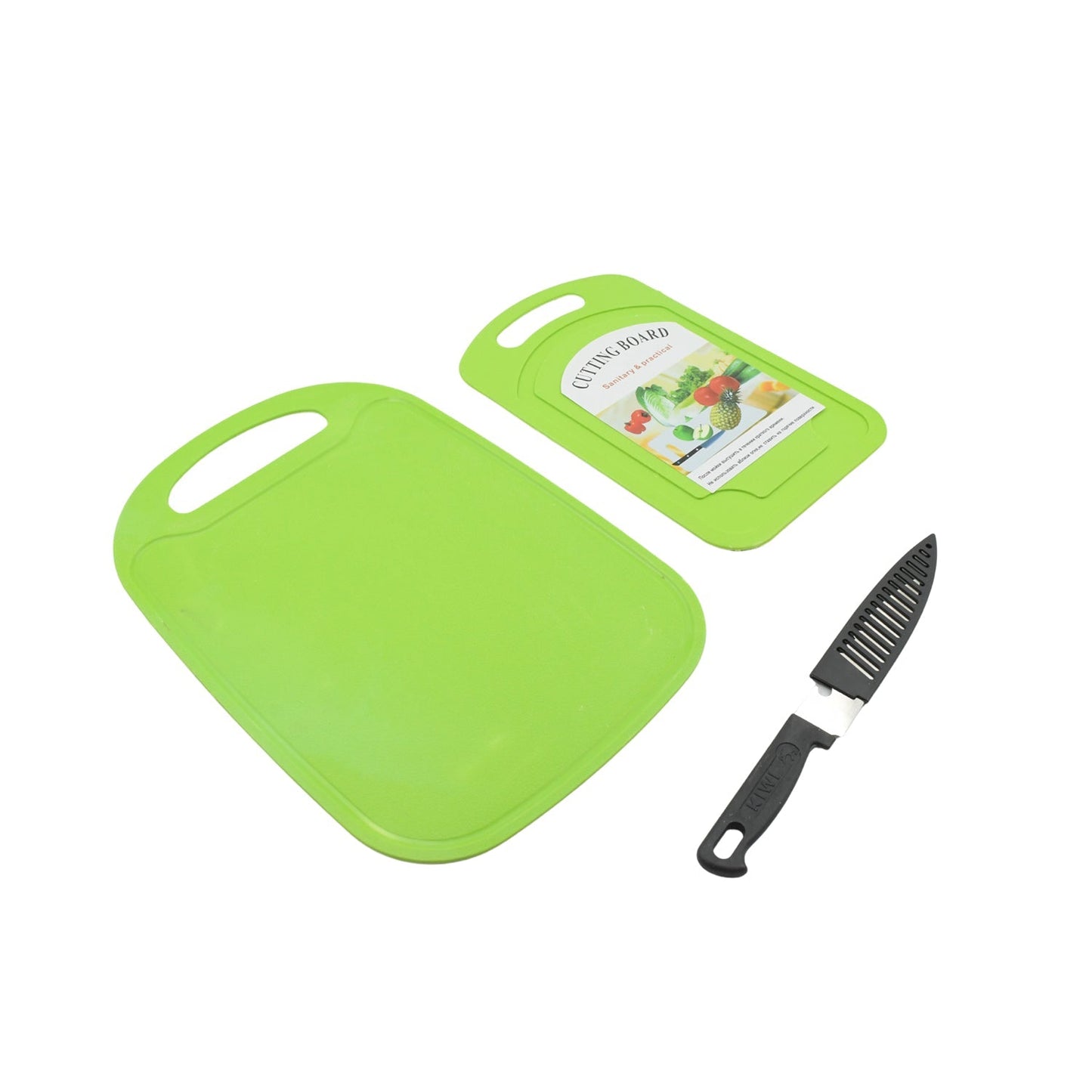 Premium Plastic Chopping Board & Steel Knife Vegetable Chopping Board With Knife Cutting Board for Kitchen Chopper Fruit and Vegetable Cutter Chopper Plastic (3 Pc Set) - infinityexculsivestore.com