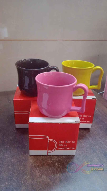 Premium Plastic Coffee / Tea Cups / Mug with Handle (1 Pc / With Color Box / Mix Color) - infinityexculsivestore.com