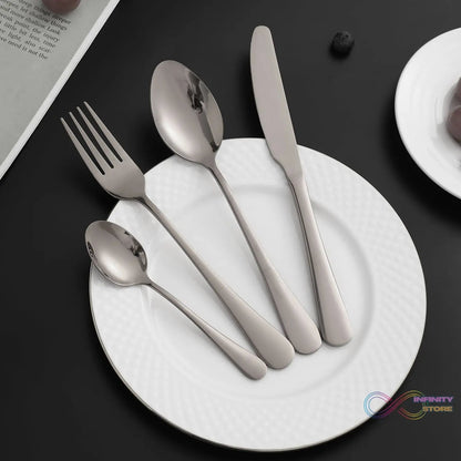 Premium Silver Daily Use Cutlery Set Stainless Steel Luxury Combo Set of 24 - infinityexculsivestore.com