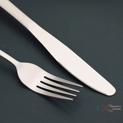 Premium Silver Daily Use Cutlery Set Stainless Steel Luxury Combo Set of 24 - infinityexculsivestore.com