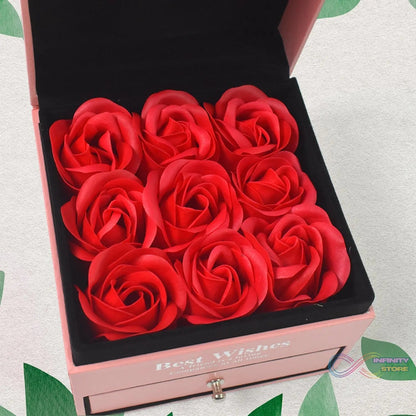 Preserved Eternal Rose Flower Gift Box Drawer with I Love You & Artificial 9 Pcs Rose (1 Set) - infinityexculsivestore.com