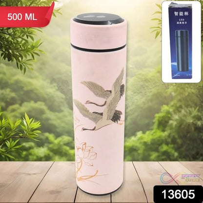 Printed Smart Vacuum Insulated Water Bottle with LED Temperature Display (1 Pc / 500 ML Approx / Multicolor) - infinityexculsivestore.com