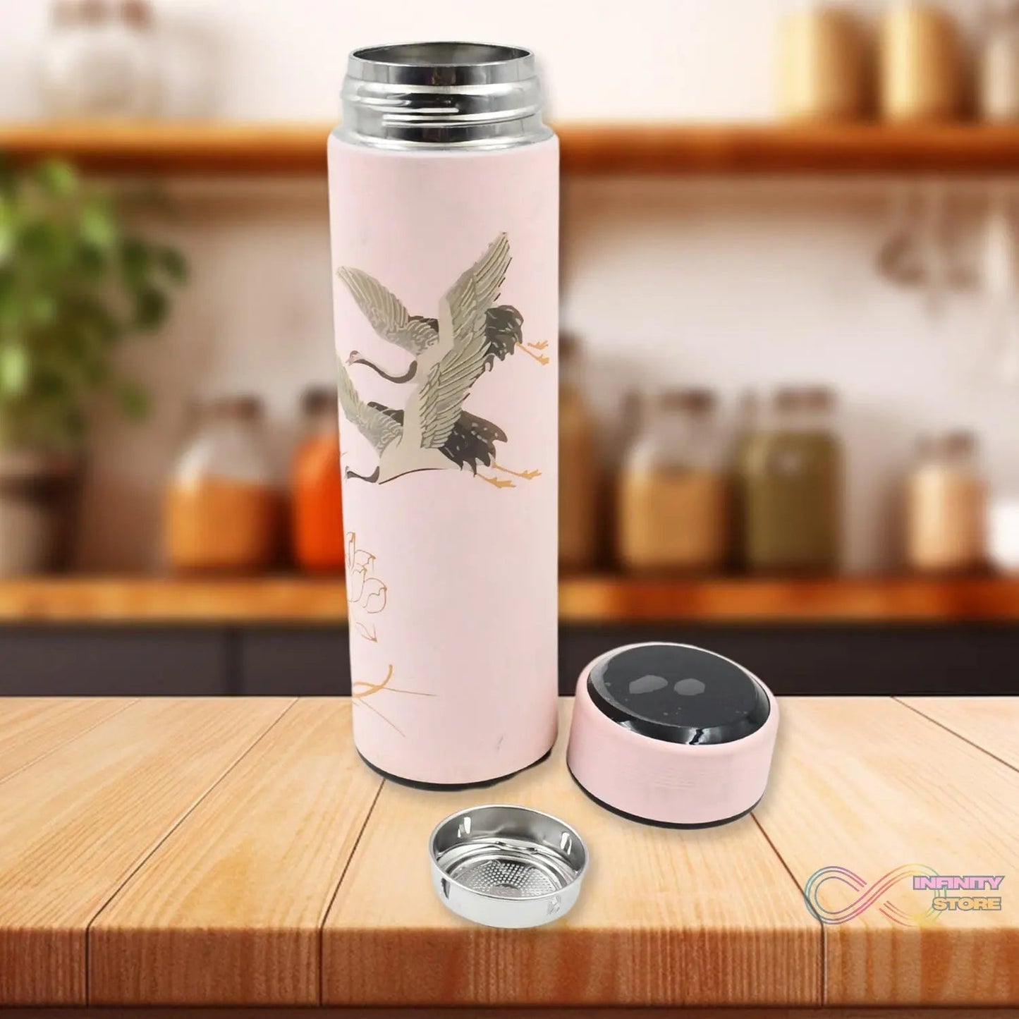 Printed Smart Vacuum Insulated Water Bottle with LED Temperature Display (1 Pc / 500 ML Approx / Multicolor) - infinityexculsivestore.com