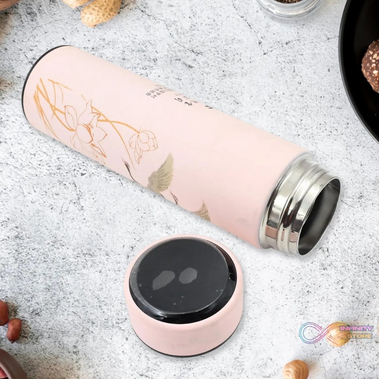 Printed Smart Vacuum Insulated Water Bottle with LED Temperature Display (1 Pc / 500 ML Approx / Multicolor) - infinityexculsivestore.com