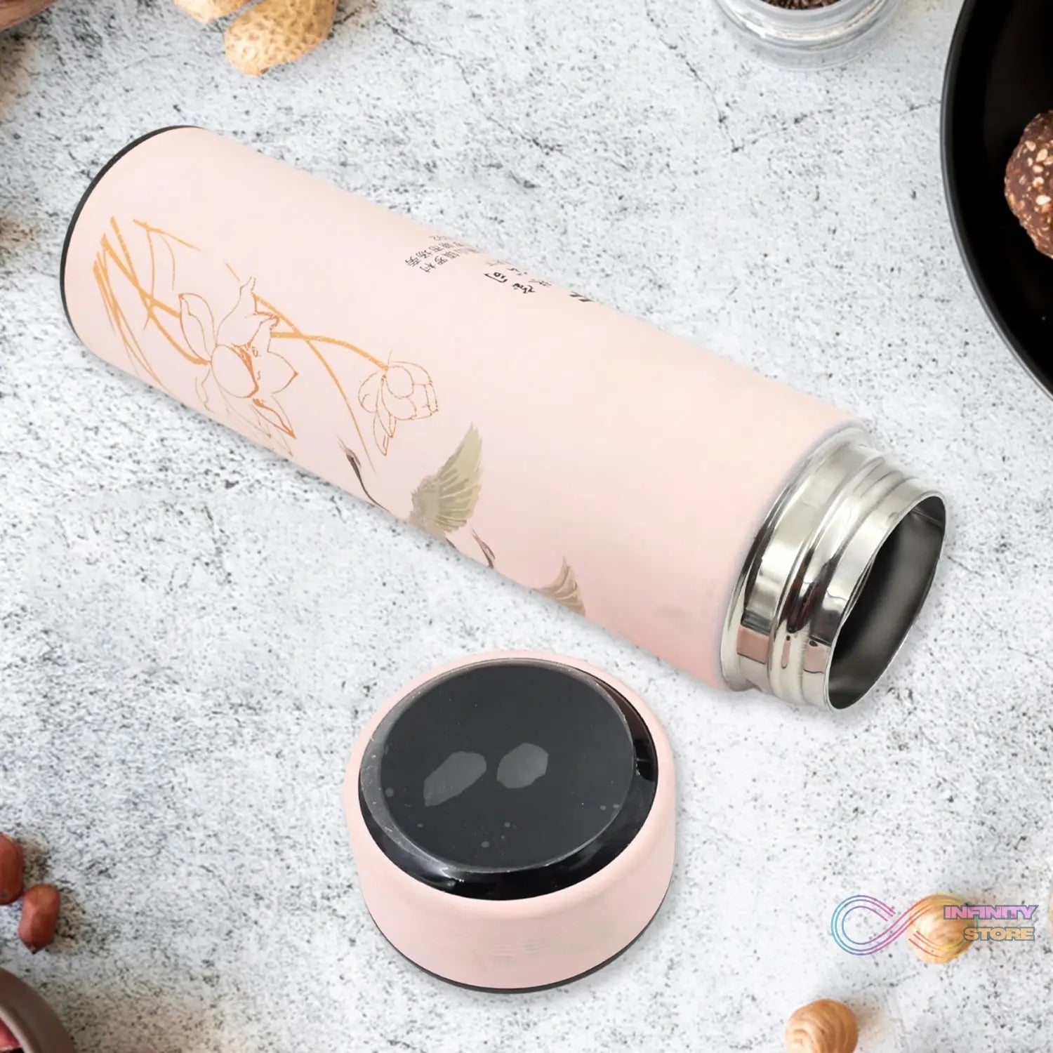 Printed Smart Vacuum Insulated Water Bottle with LED Temperature Display (1 Pc / 500 ML Approx / Multicolor) - infinityexculsivestore.com