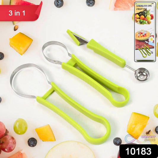 Professional 3 in 1 Stainless Steel Watermelon Cutter Fruit Carving Tools Set (1 Set) - infinityexculsivestore.com