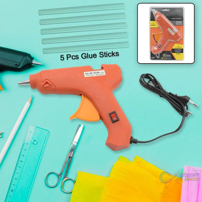 Professional 60 Watt Hot Melt Glue Gun with 5 Glue Sticks & On/Off Switch - infinityexculsivestore.com