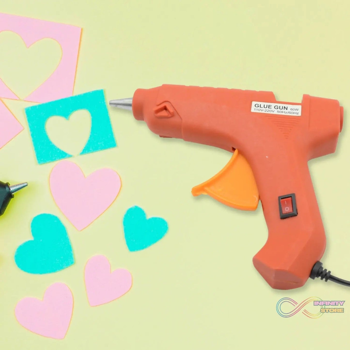 Professional 60 Watt Hot Melt Glue Gun with 5 Glue Sticks & On/Off Switch - infinityexculsivestore.com