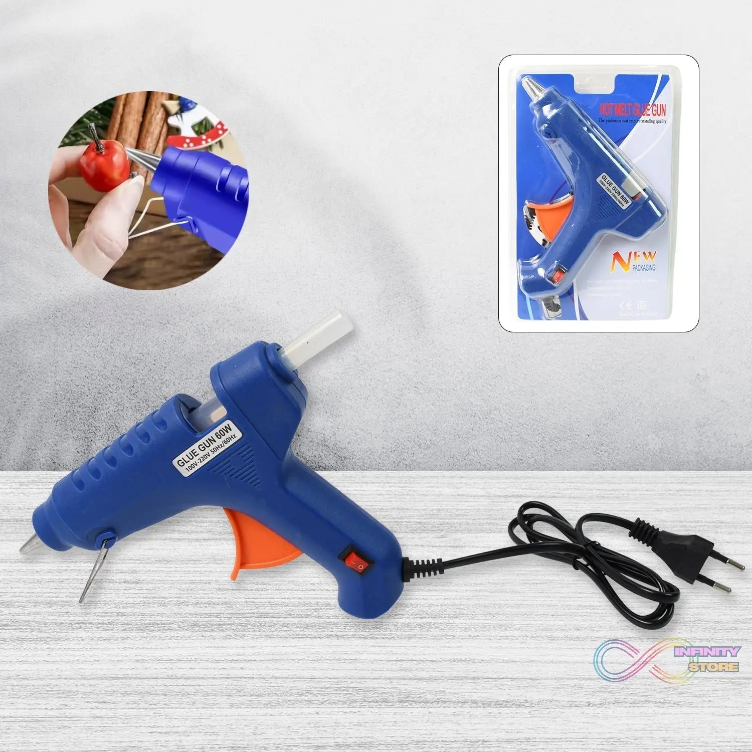 Professional 60 Watt with 2 Pcs Hot Melt Glue Stick & ON / Off Switch (1 Pc) - infinityexculsivestore.com