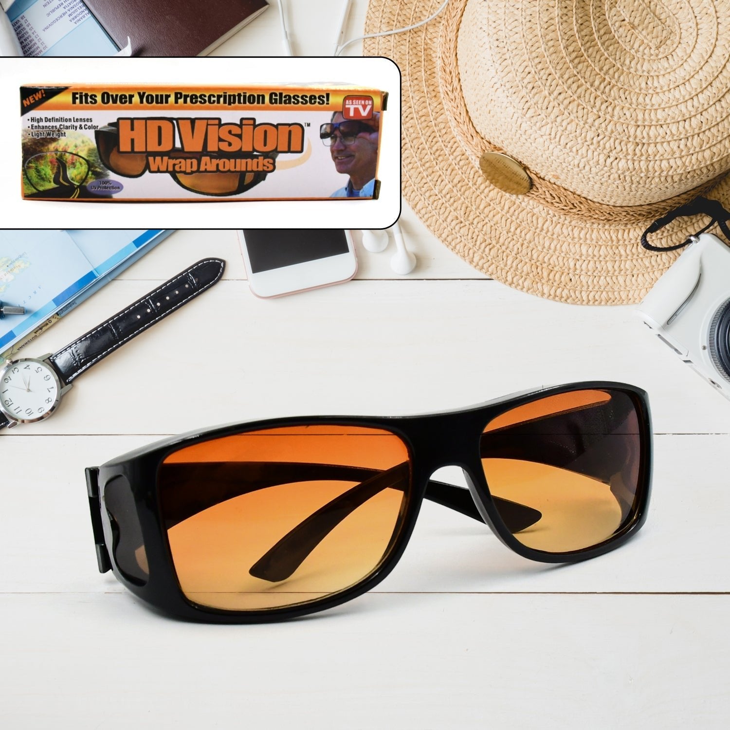 Protect Sunglasses | Clear Vision Glasses for Driving Car & Bike Riding Yellow/Black Glasses for Men and Women - infinityexculsivestore.com