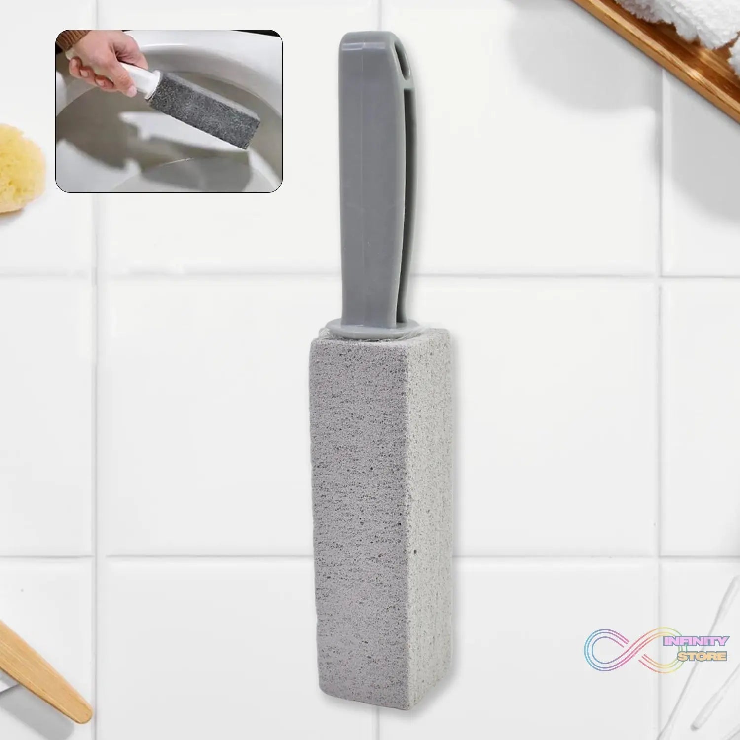 Pumice Stone Toilet Clean Brush with Handle (24 Cm / 1 Pc) - infinityexculsivestore.com