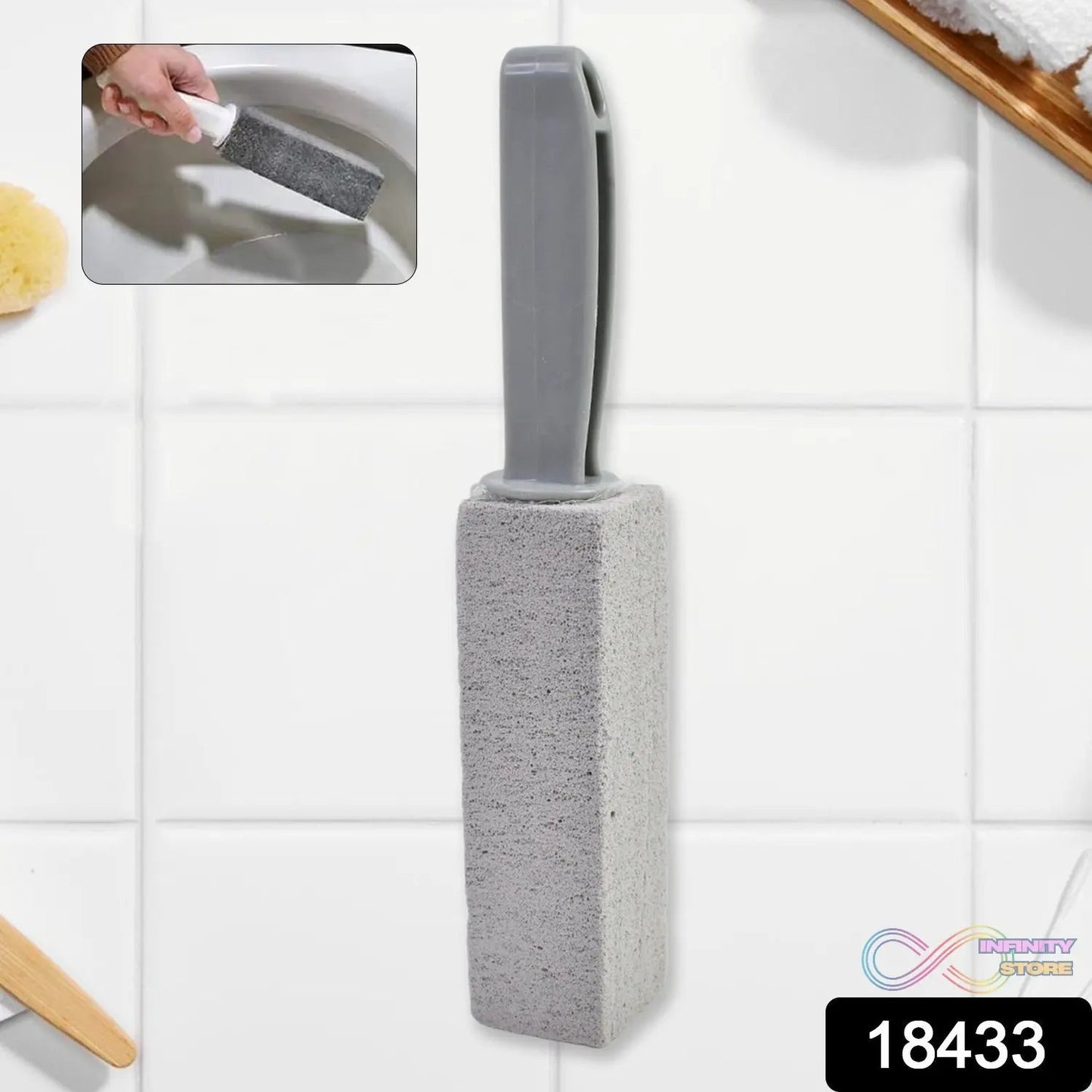 Pumice Stone Toilet Clean Brush with Handle (24 Cm / 1 Pc) - infinityexculsivestore.com