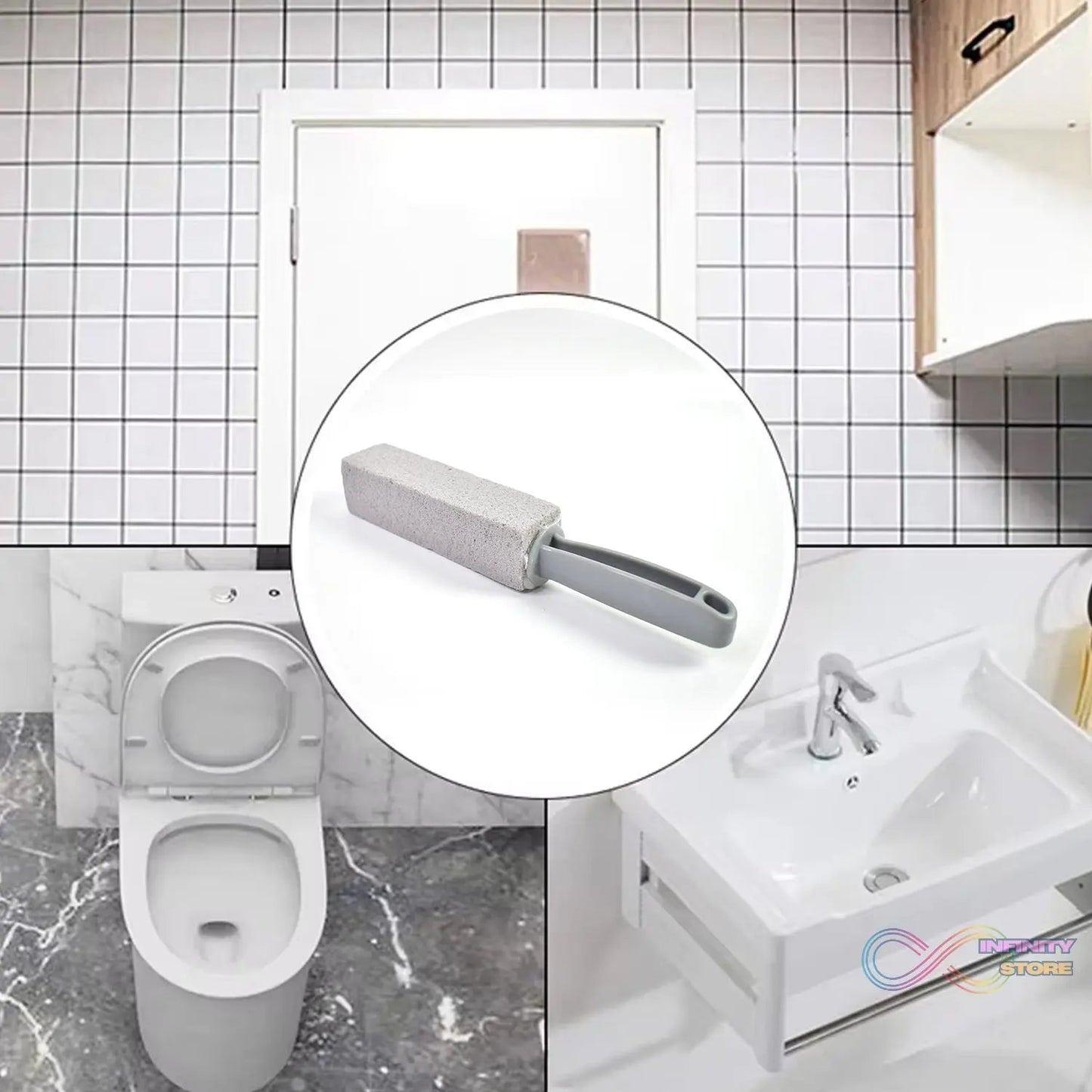 Pumice Stone Toilet Clean Brush with Handle (24 Cm / 1 Pc) - infinityexculsivestore.com