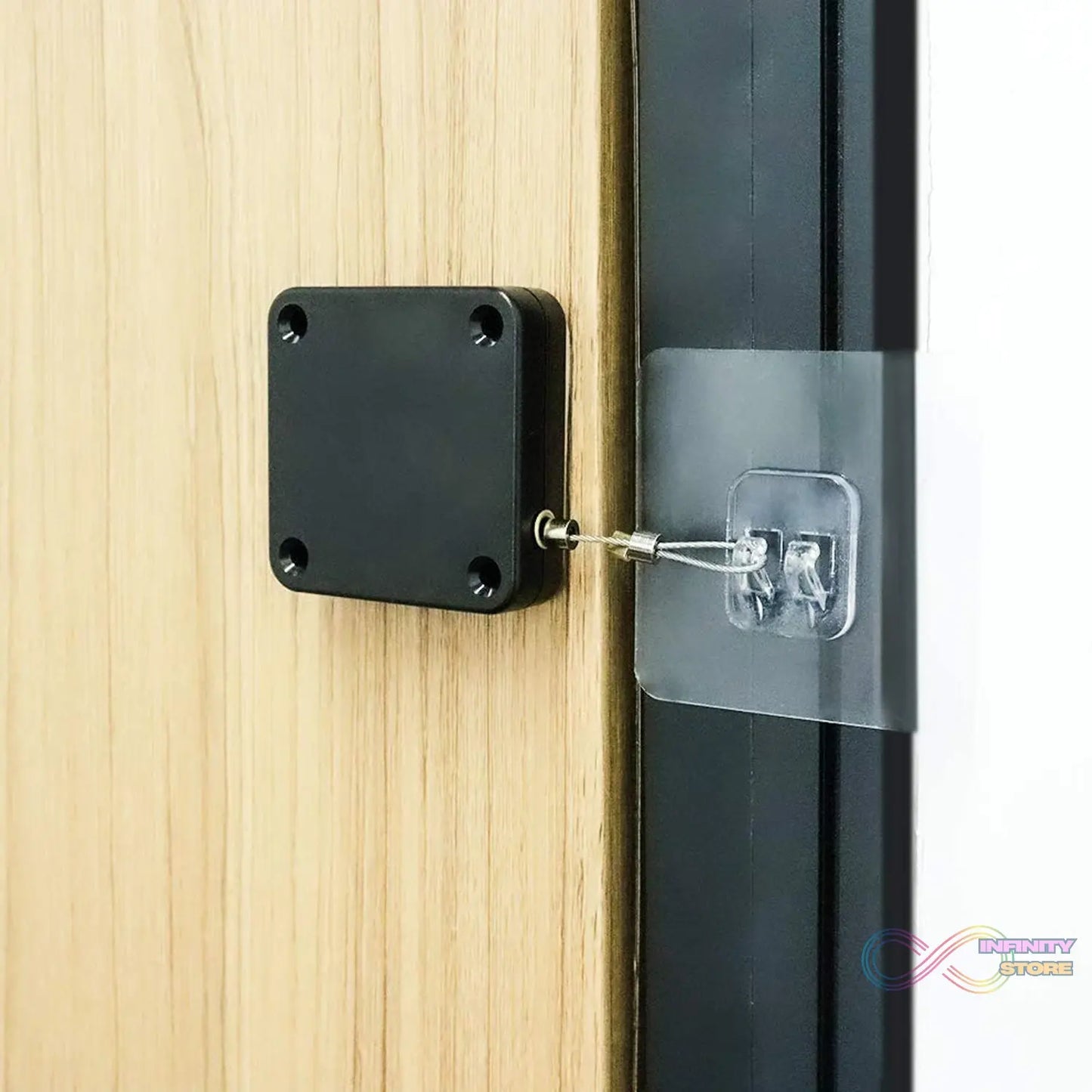 Punch-free automatic sensor door closer in a sleek design.