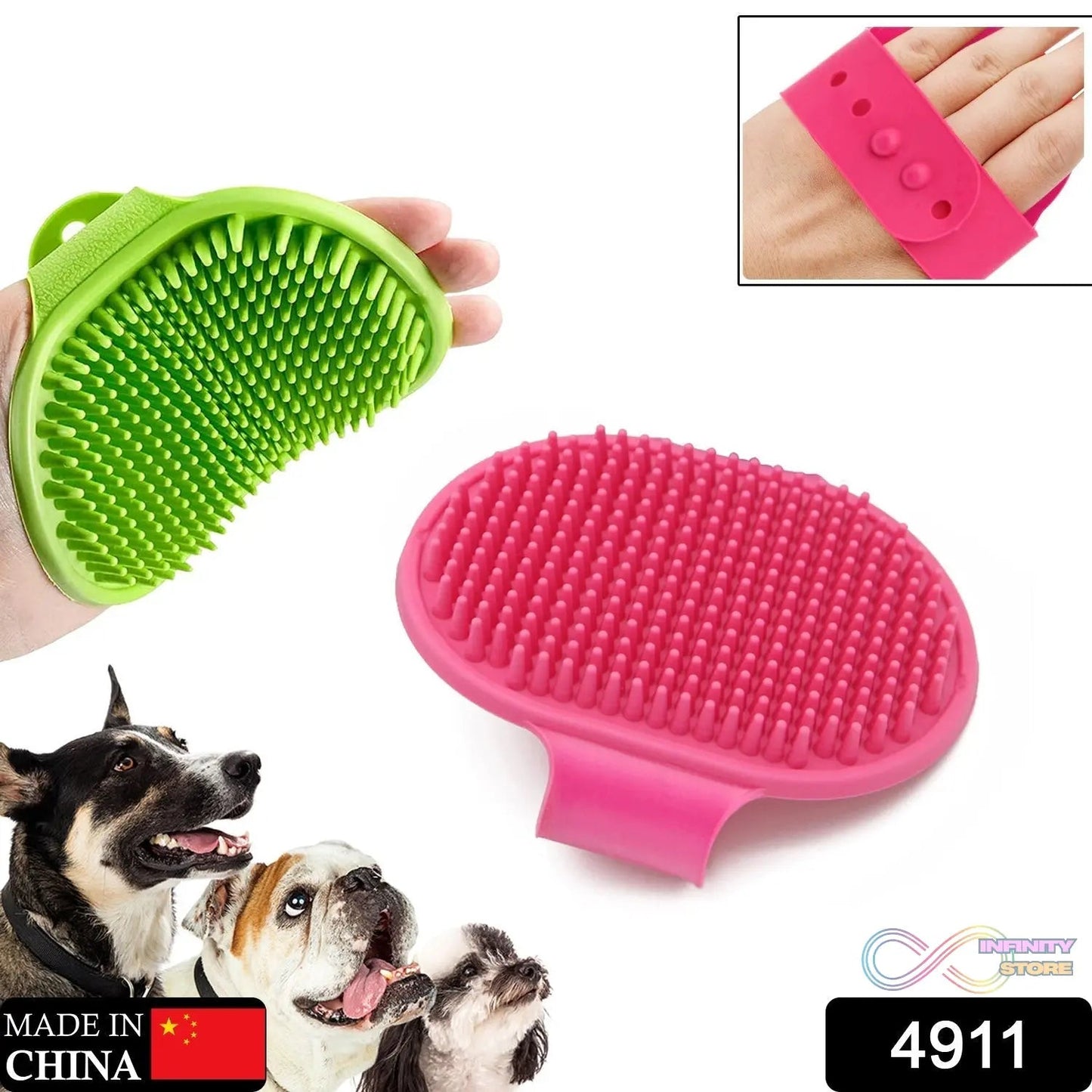 Puppies Pet Massage Rubber Bath Glove for Dogs, Cats, Rabbit, & Hamster | Grooming Shampoo Washing Hand Brush - 1 Piece - infinityexculsivestore.com