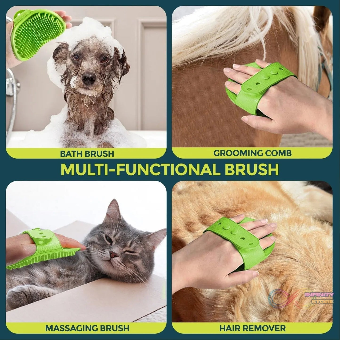 Puppies Pet Massage Rubber Bath Glove for Dogs, Cats, Rabbit, & Hamster | Grooming Shampoo Washing Hand Brush - 1 Piece - infinityexculsivestore.com