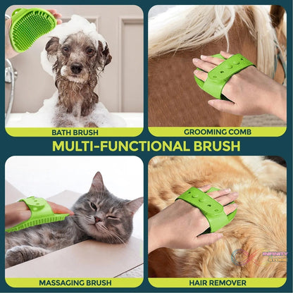 Puppies Pet Massage Rubber Bath Glove for Dogs, Cats, Rabbit, & Hamster | Grooming Shampoo Washing Hand Brush - 1 Piece - infinityexculsivestore.com