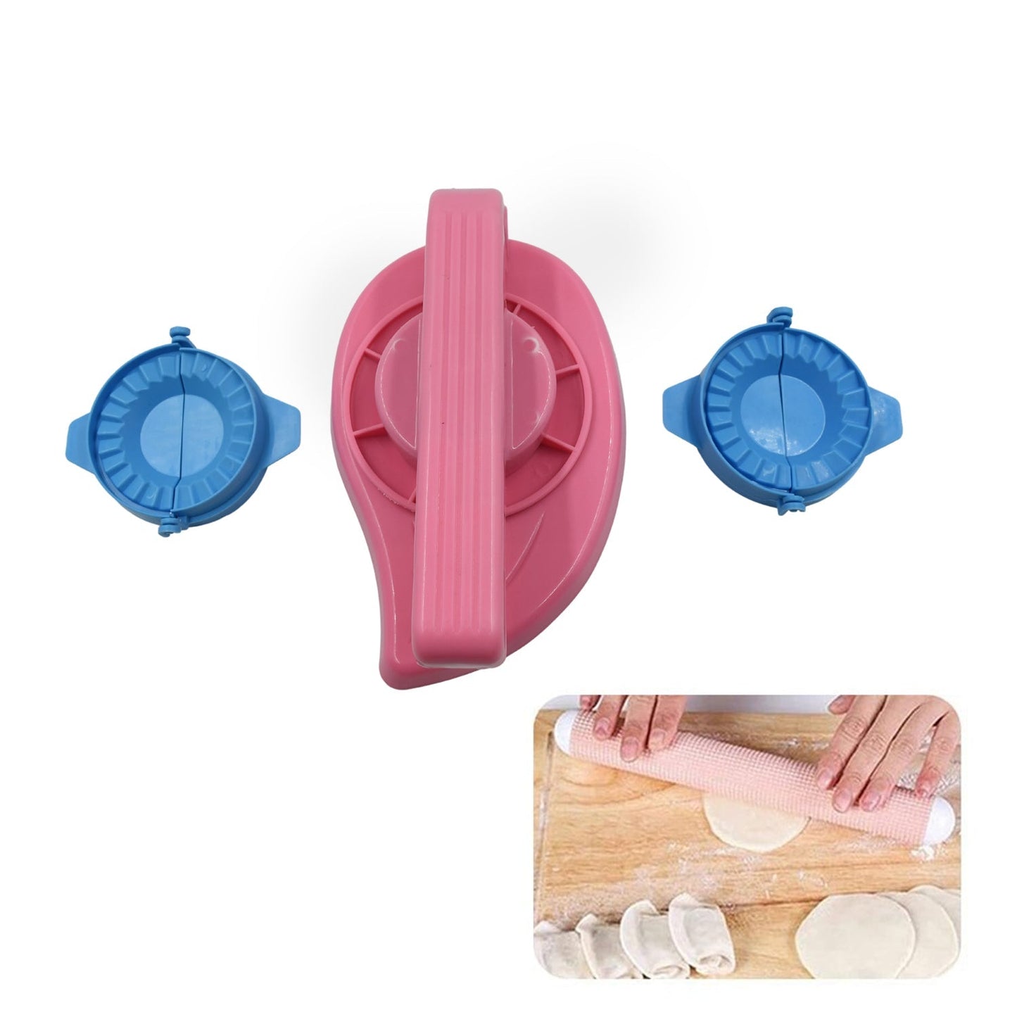 Puri Press & Dough Press Set Dumpling Dough Press Pastry Maker Mould Mold & Puri Press Maker High Quality Kitchen Product Use For Gujiya Making ( 3 Pcs Set ) - infinityexculsivestore.com