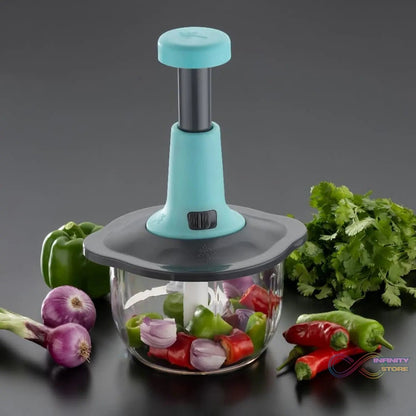 Push Chopper Manual Food Chopper and Hand Push Vegetable Chopper, Cutter, Mixer Set for Kitchen with 3 Stainless Steel Blade - infinityexculsivestore.com