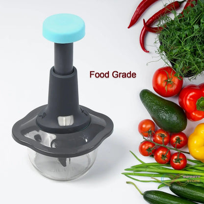 Push Chopper Manual Food Chopper and Hand Push Vegetable Chopper, Cutter, Mixer Set for Kitchen with 3 Stainless Steel Blade - infinityexculsivestore.com