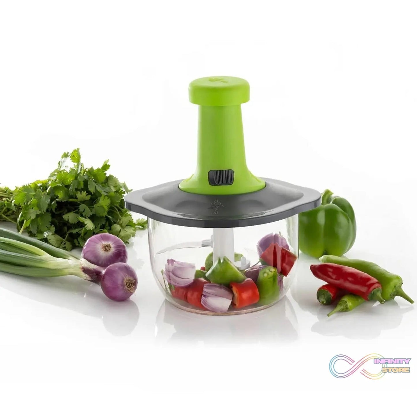 Push Chopper Manual Food Chopper and Hand Push Vegetable Chopper, Cutter, Mixer Set for Kitchen with 3 Stainless Steel Blade - infinityexculsivestore.com