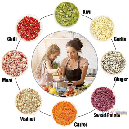 Push Chopper Manual Food Chopper and Hand Push Vegetable Chopper, Cutter, Mixer Set for Kitchen with 3 Stainless Steel Blade - infinityexculsivestore.com