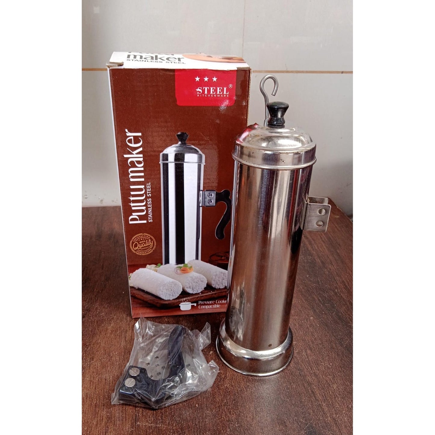 Puttu Maker Set with Steamer Plate & Pressure Cooker Top, Stainless Steel - infinityexculsivestore.com