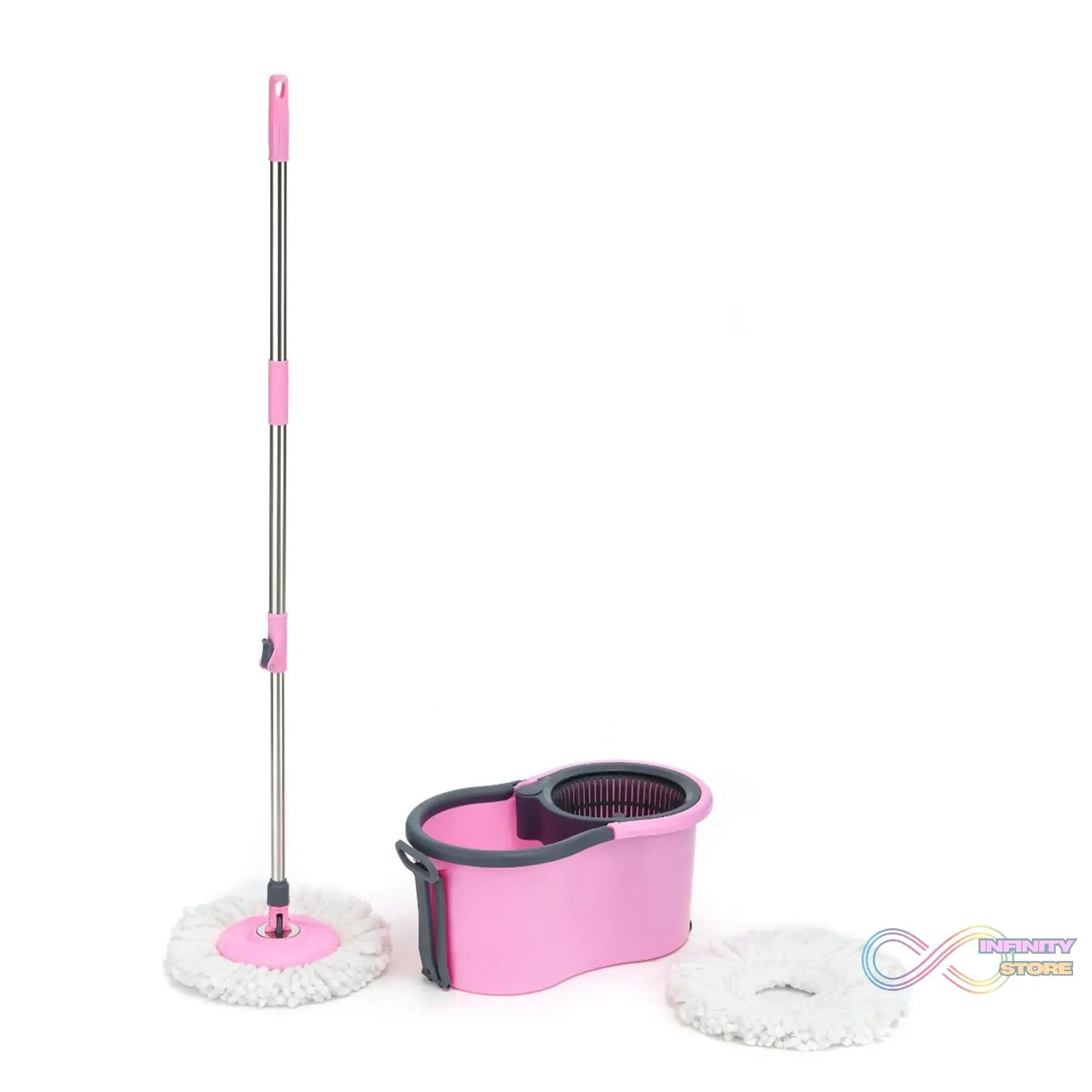 Large bucket spin mop for floor cleaning.