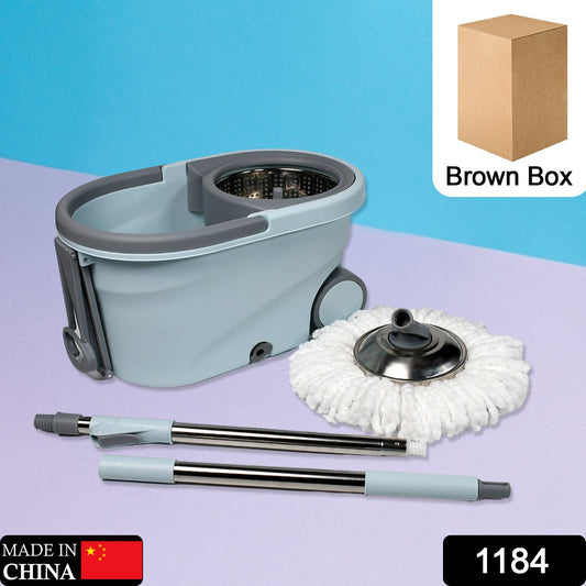 Quick Spin Mop With Steel Spin, Bucket Floor Cleaning, Easy Wheels & Big Bucket, Floor Cleaning Mop with Bucket - infinityexculsivestore.com
