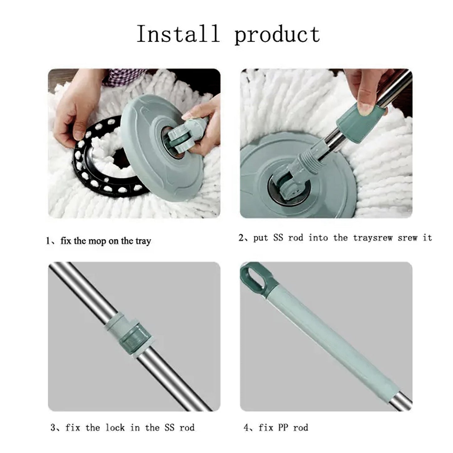 Quick Spin Mop With Steel Spin, Bucket Floor Cleaning, Easy Wheels & Big Bucket, Floor Cleaning Mop with Bucket - infinityexculsivestore.com