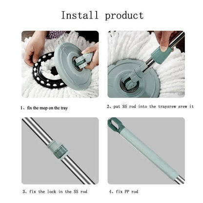 Quick Spin Mop With Steel Spin, Bucket Floor Cleaning, Easy Wheels & Big Bucket, Floor Cleaning Mop with Bucket - infinityexculsivestore.com