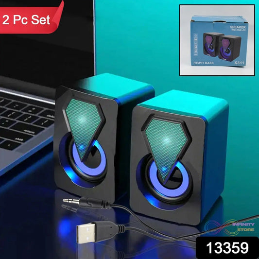 RGB Desktop Speakers, Plug, and Play USB Powered Speaker (2 Pc Set) - infinityexculsivestore.com