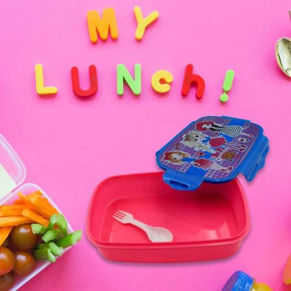 CARTOON PRINTED PLASTIC LUNCH BOX WITH INSIDE SMALL BOX & SPOON FOR KIDS, AIR TIGHT LUNCH TIFFIN BOX FOR GIRLS BOYS, FOOD CONTAINER, SPECIALLY DESIGNED FOR SCHOOL GOING BOYS AND GIRLS - infinityexculsivestore.com