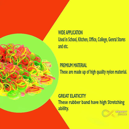 RUBBER BAND FOR OFFICE/HOME AND KITCHEN ACCESSORIES ITEM PRODUCTS, ELASTIC RUBBER BANDS, FLEXIBLE REUSABLE NYLON ELASTIC UNBREAKABLE, FOR STATIONERY, SCHOOL MULTICOLOR - infinityexculsivestore.com