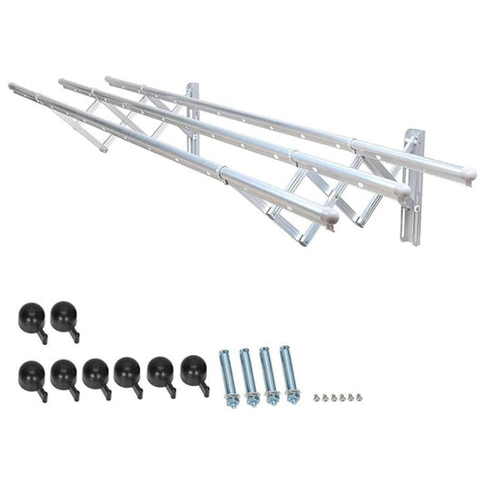 Clothes Rail Rack Clothes Drying Racks, Airer Clothes Drying Rack Wall Mounted Clotheshorse Clothes Airer Washing Cloth Line Extendable Fold Towel Rack Bar for Bathroom Indoor Outdoor - infinityexculsivestore.com