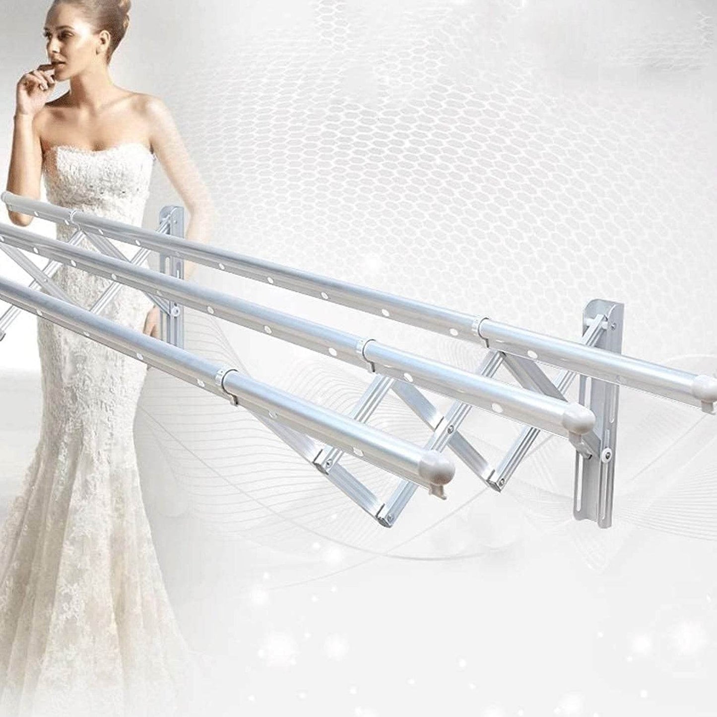 Clothes Rail Rack Clothes Drying Racks, Airer Clothes Drying Rack Wall Mounted Clotheshorse Clothes Airer Washing Cloth Line Extendable Fold Towel Rack Bar for Bathroom Indoor Outdoor - infinityexculsivestore.com