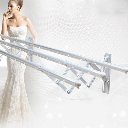 Clothes Rail Rack Clothes Drying Racks, Airer Clothes Drying Rack Wall Mounted Clotheshorse Clothes Airer Washing Cloth Line Extendable Fold Towel Rack Bar for Bathroom Indoor Outdoor - infinityexculsivestore.com