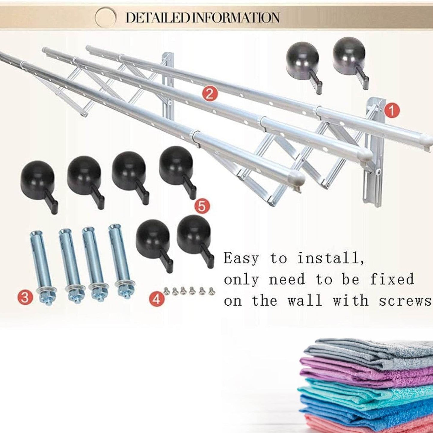 Clothes Rail Rack Clothes Drying Racks, Airer Clothes Drying Rack Wall Mounted Clotheshorse Clothes Airer Washing Cloth Line Extendable Fold Towel Rack Bar for Bathroom Indoor Outdoor - infinityexculsivestore.com