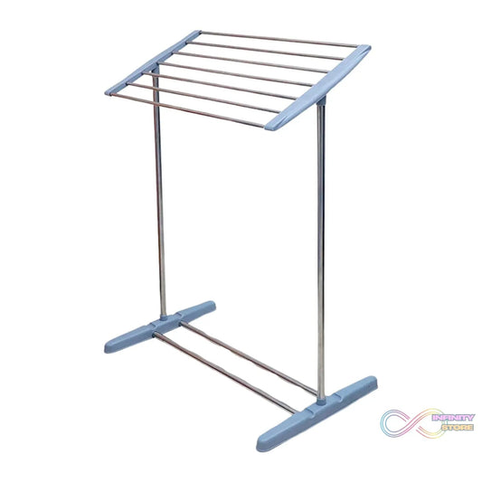 Multi - Functional Single Tier Mobile Towel Foldable Rack for Cloth and Towel / Stainless Steel and Plastic Made Mobile Towel and Cloth Rack Holder Indoor / Outdoor Standing Movable Cloth Dryer Rack, Balcony Cloth Drying Stand - infinityexculsivestore.com