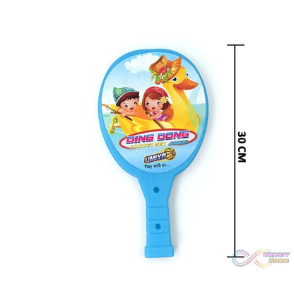 Kids' table tennis set, plastic rackets and ball.