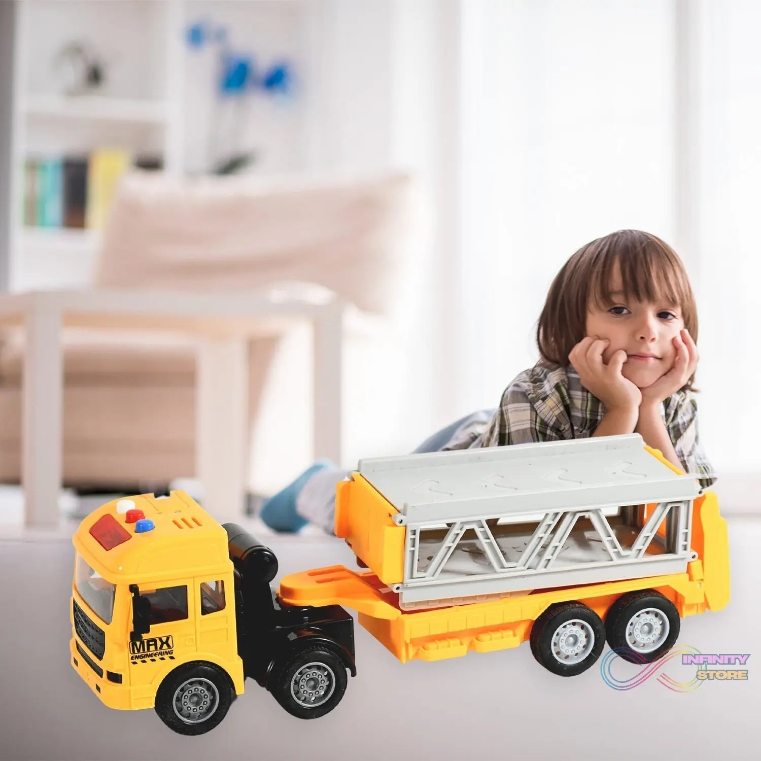 Realistic Long - Haul Toy Vehicle Transport Playset with Lights and Sound - infinityexculsivestore.com