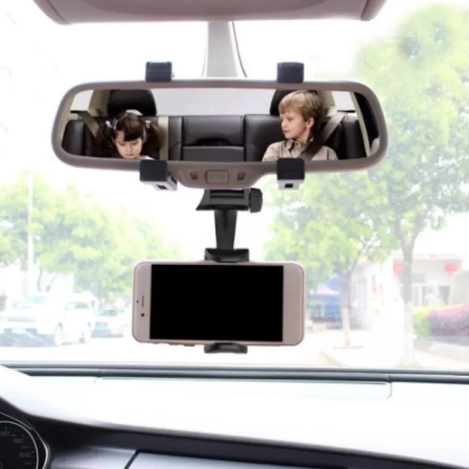 Rear View Mobile Holder Universal Vehicle Rear View Mirror Mobile phone Mount Stand - infinityexculsivestore.com