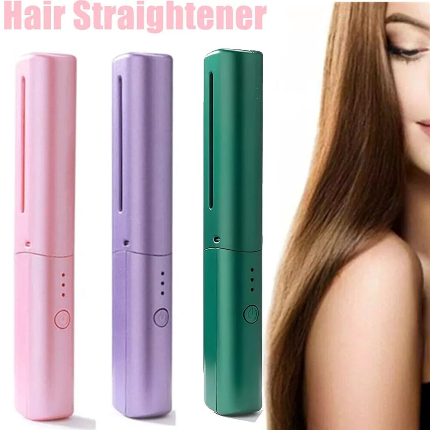 Rechargeable Mini Hair Straightener, Travel Portable USB Charging Cordless Hair Straightener Bursh, Three Temperature Adjustments Flat Iron Comb (1 Pc) - infinityexculsivestore.com