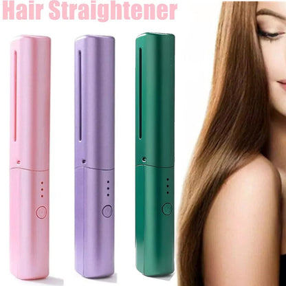 Rechargeable Mini Hair Straightener, Travel Portable USB Charging Cordless Hair Straightener Bursh, Three Temperature Adjustments Flat Iron Comb (1 Pc) - infinityexculsivestore.com
