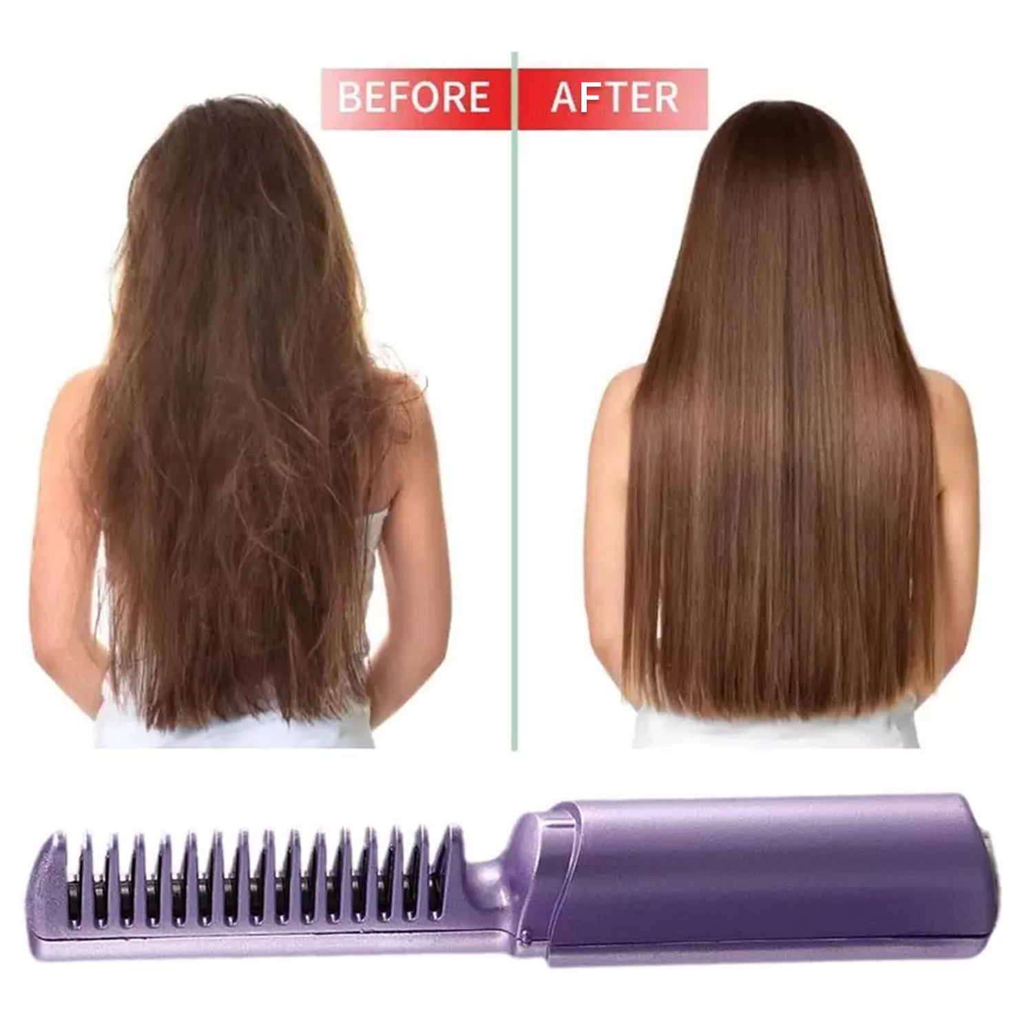 Rechargeable Mini Hair Straightener, Travel Portable USB Charging Cordless Hair Straightener Bursh, Three Temperature Adjustments Flat Iron Comb (1 Pc) - infinityexculsivestore.com