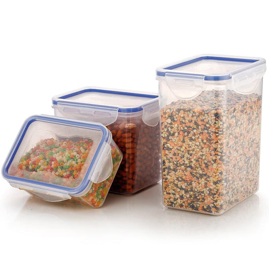Rectangle Food Storage Containers: Airtight, Leak - Proof Lids (3 - Pack, Clear ABS) - infinityexculsivestore.com